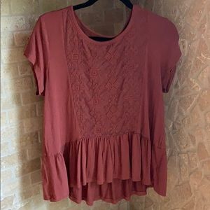 Mesh Embroidery Detailed T-Shirt